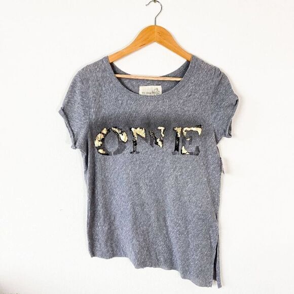 We the Free People Gray Slanted Graphic Shirt - Picture 1 of 6